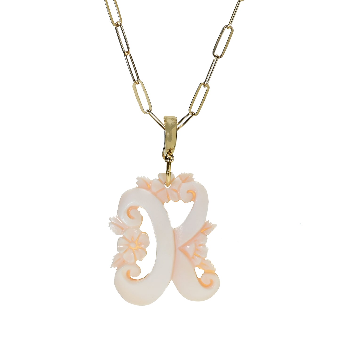 Cameo Italiano 18K Gold Plated Cameo Initial Pendant
