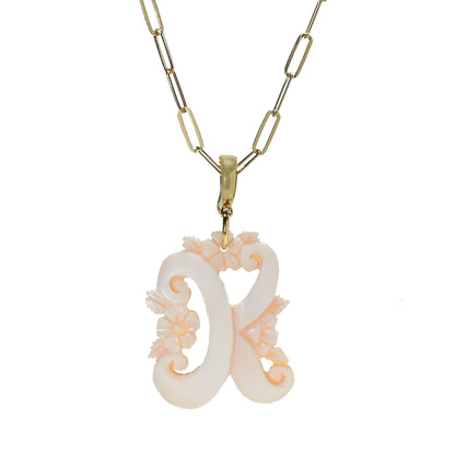 Cameo Italiano 18K Gold Plated Cameo Initial Pendant