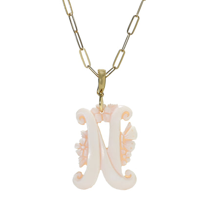 Cameo Italiano 18K Gold Plated Cameo Initial Pendant