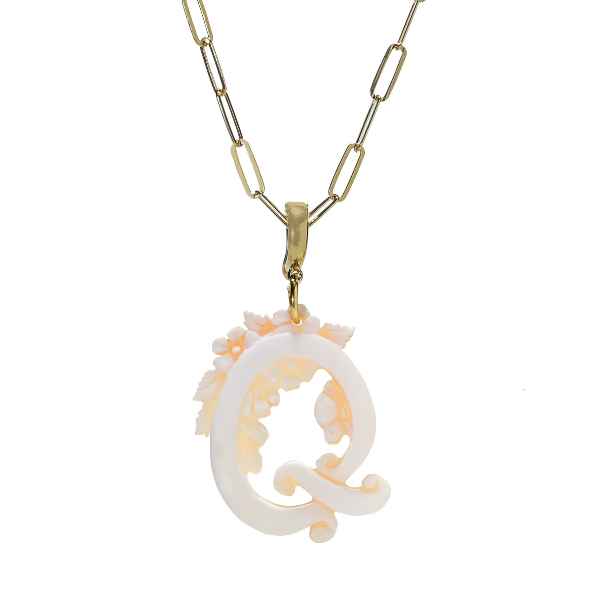 Cameo Italiano 18K Gold Plated Cameo Initial Pendant