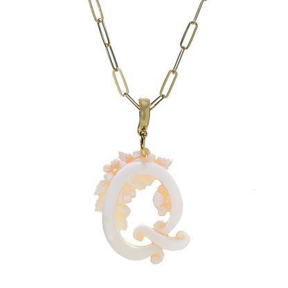 Cameo Italiano 18K Gold Plated Cameo Initial Pendant