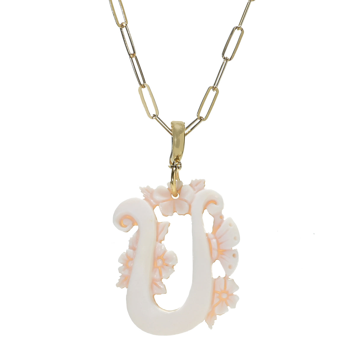 Cameo Italiano 18K Gold Plated Cameo Initial Pendant