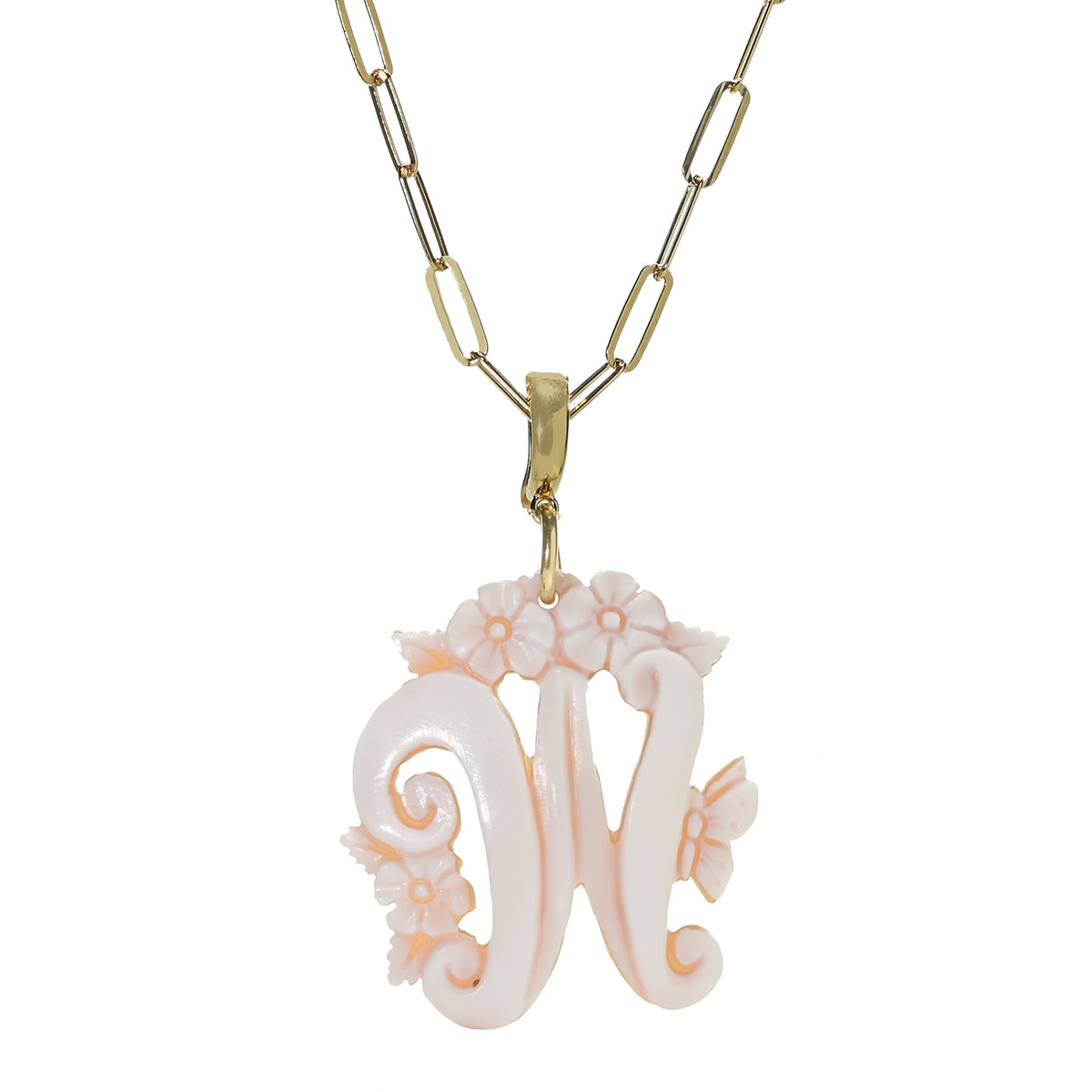 Cameo Italiano 18K Gold Plated Cameo Initial Pendant