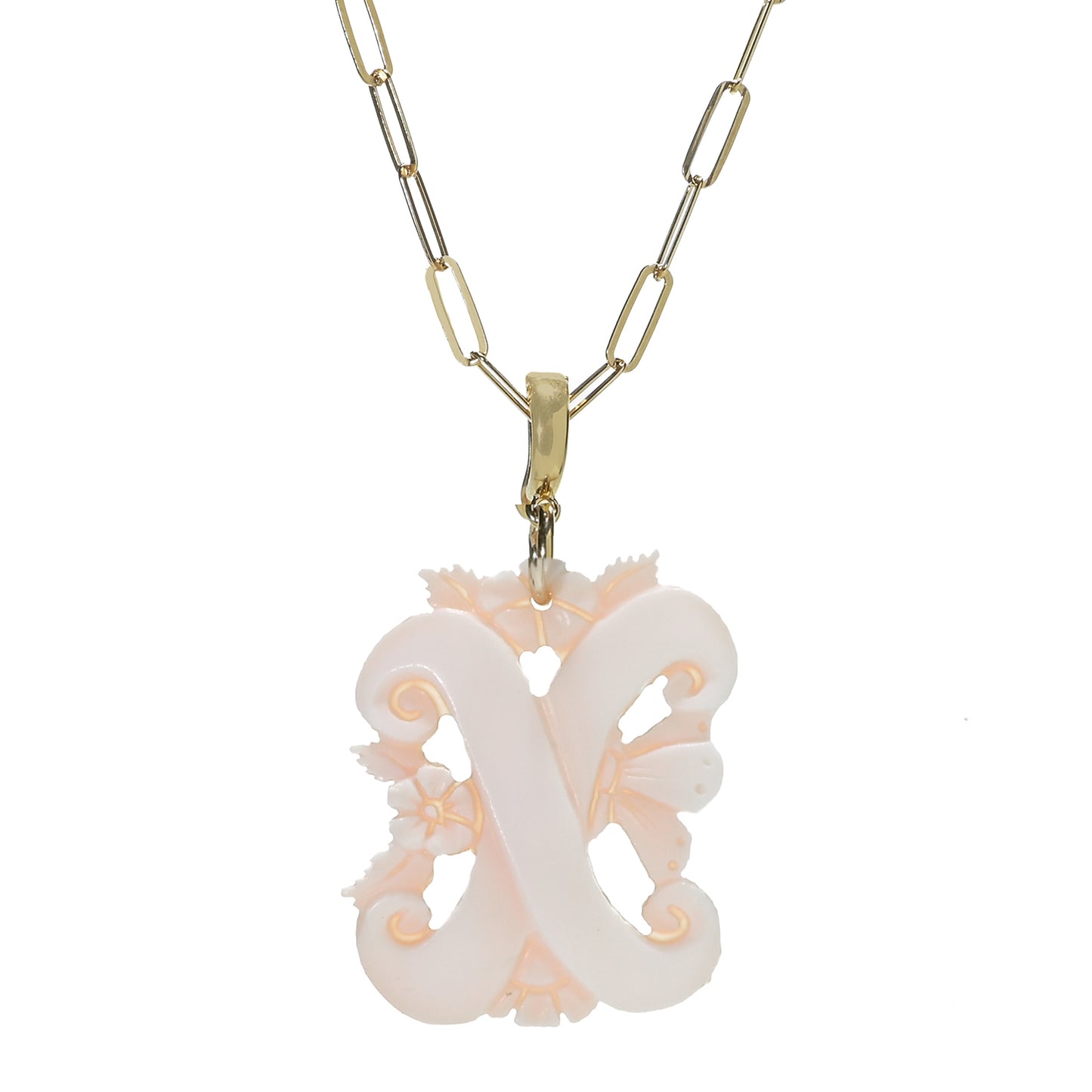Cameo Italiano 18K Gold Plated Cameo Initial Pendant