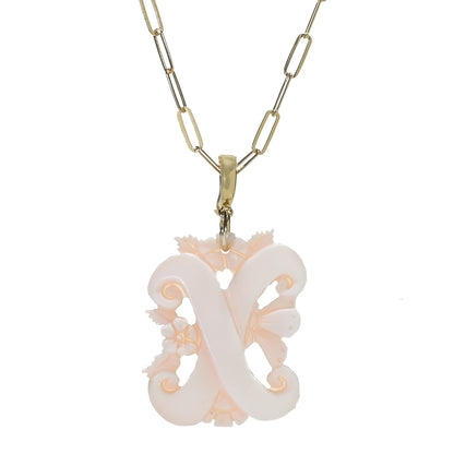 Cameo Italiano 18K Gold Plated Cameo Initial Pendant