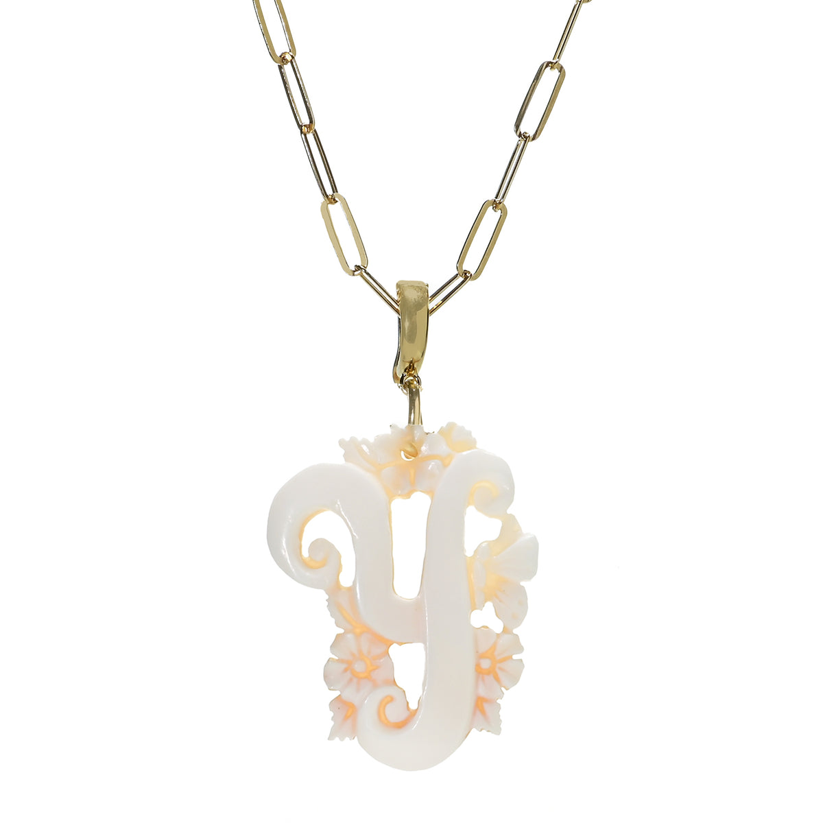 Cameo Italiano 18K Gold Plated Cameo Initial Pendant