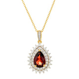 Gem Treasures 2.42ctw Mozambique Garnet & White Zircon Pendant w/ Chain