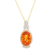 Gem Treasures 18K Vermeil 4.64ctw Citrine & White Zircon Pendant w/ Chain
