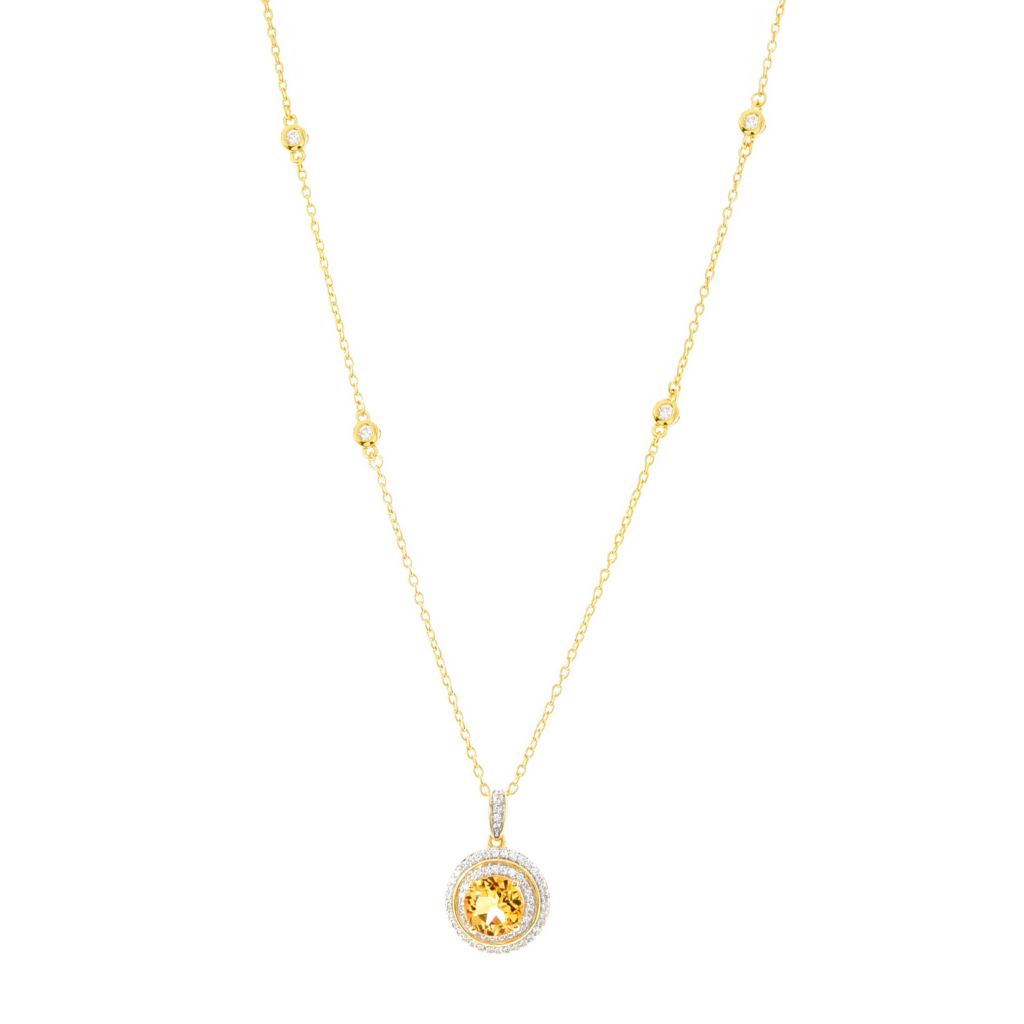 Gem Treasures Choice of 8mm Gemstone & White Zircon Station Necklace