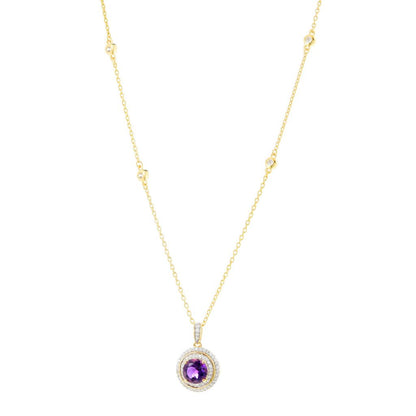 Gem Treasures Choice of 8mm Gemstone & White Zircon Station Necklace