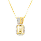 Gem Treasures 1.14ctw Octagonal Imperial Topaz & White Zircon Pendant w/ Chain