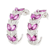 Gem Treasures 5.15ctw Purple Garnet & White Zircon J-Hoop Earrings