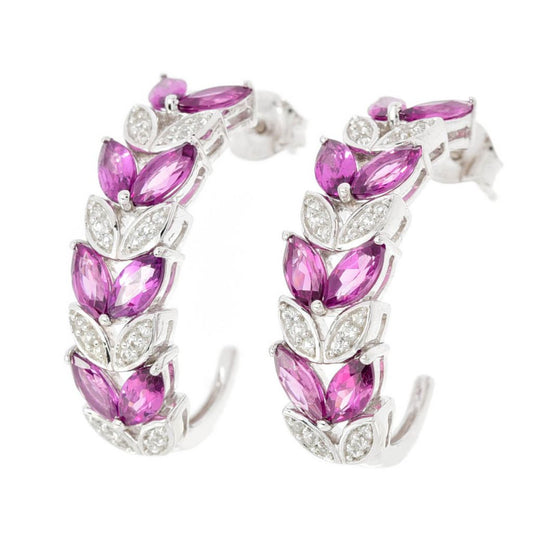Gem Treasures 5.15ctw Purple Garnet & White Zircon J-Hoop Earrings