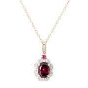 Gem Treasures 1.18ctw Purple Garnet & White Zircon Pendant w/ Chain
