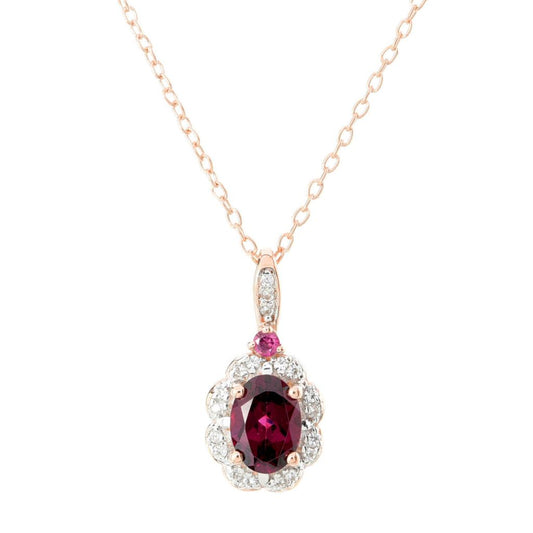 Gem Treasures 1.18ctw Purple Garnet & White Zircon Pendant w/ Chain