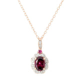 Gem Treasures 1.18ctw Purple Garnet & White Zircon Pendant w/ Chain