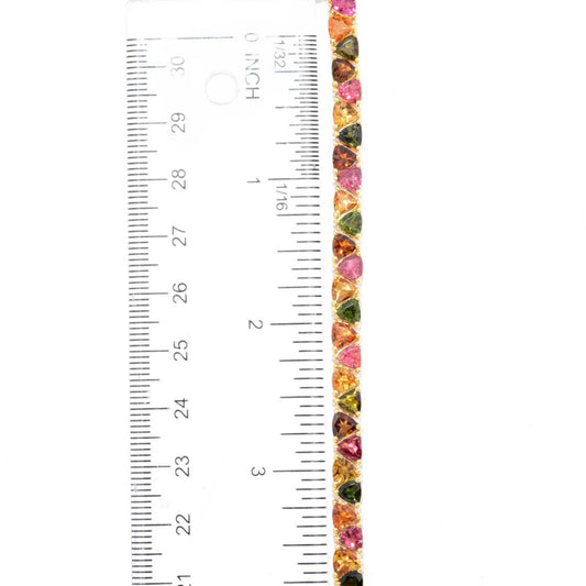 Gem Treasures 18K Vermeil Multi Tourmaline 7.75" Line Bracelet