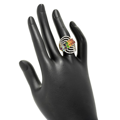 Gem Treasures 2.98ctw Multi Gem & White Zircon Multi Row Wave Ring
