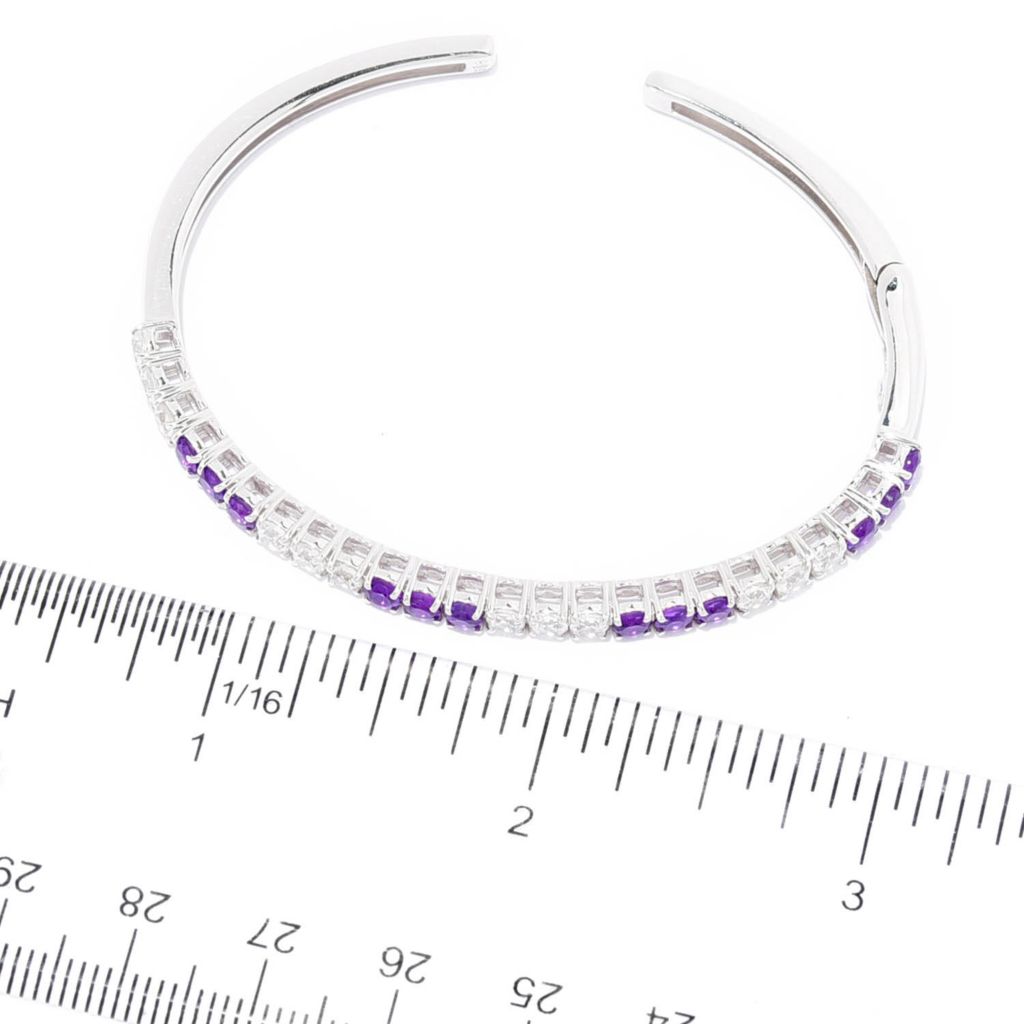 Gem Treasures Swiss Blue Topaz & White Zircon Cuff Bangle Bracelet