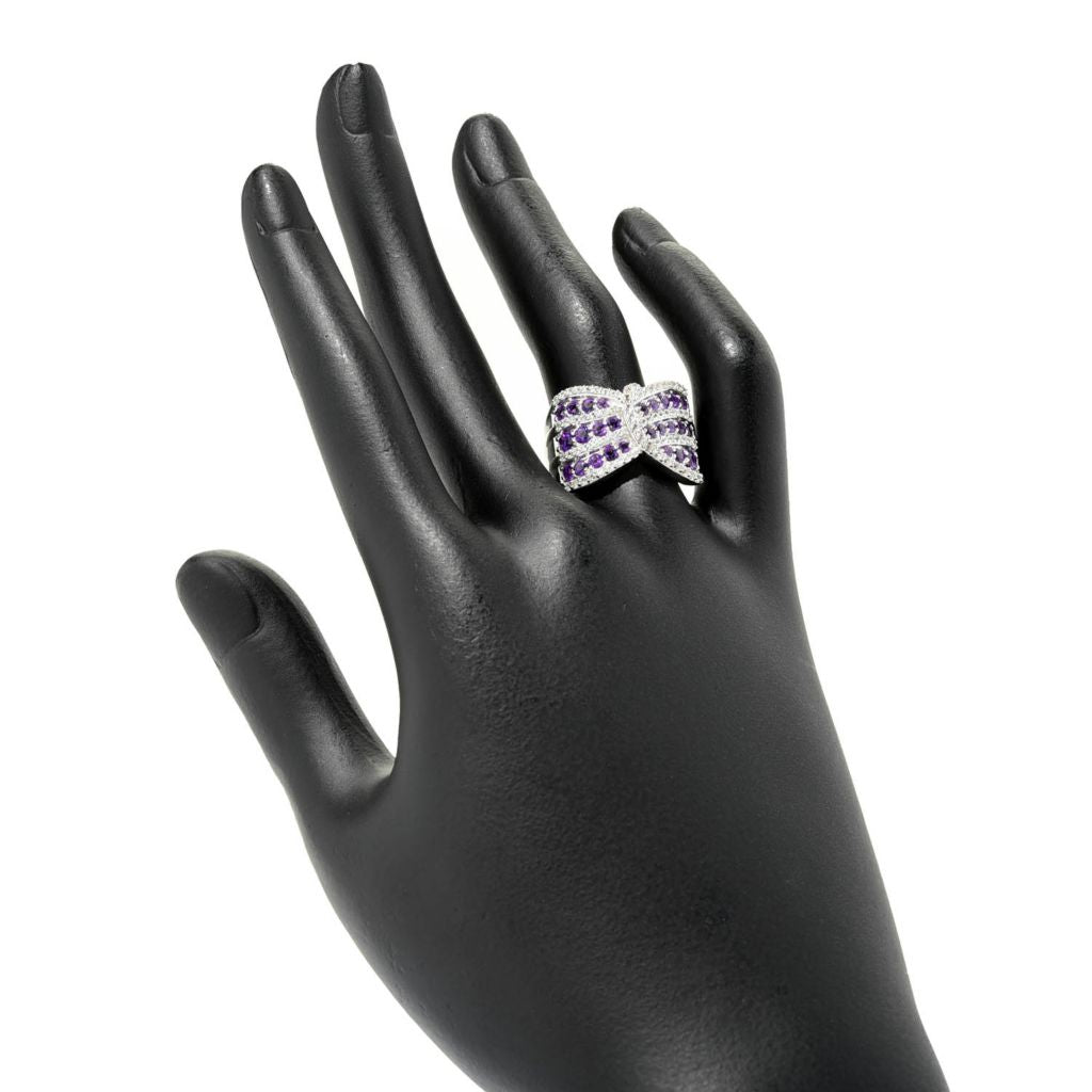 Gem Treasures 1.86ctw African Amethyst & White Zircon Wrap Ring