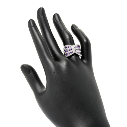 Gem Treasures 1.86ctw African Amethyst & White Zircon Wrap Ring