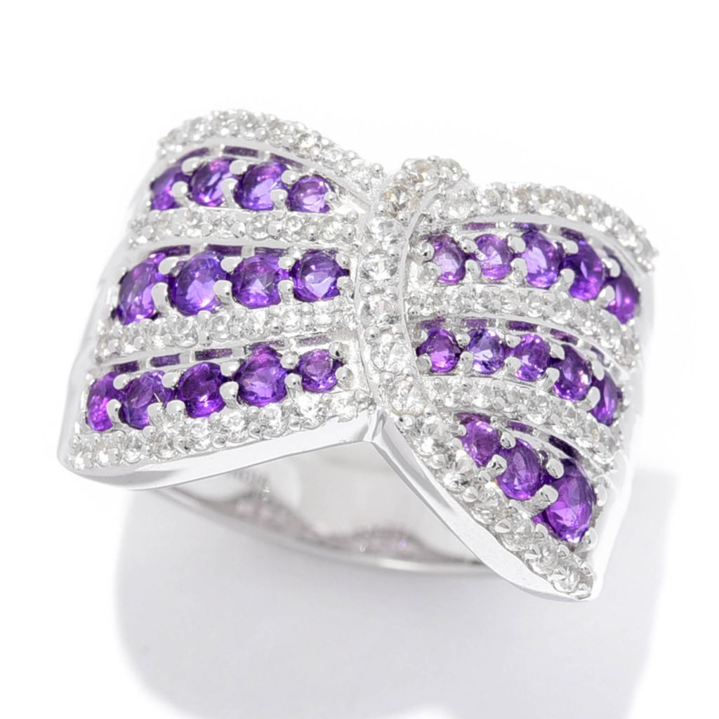 Gem Treasures 1.86ctw African Amethyst & White Zircon Wrap Ring