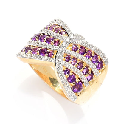 Gem Treasures 1.86ctw African Amethyst & White Zircon Wrap Ring