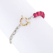 Artisan Silver by Samuel B. Magenta Tiger's Eye Bead & Chain Bracelet