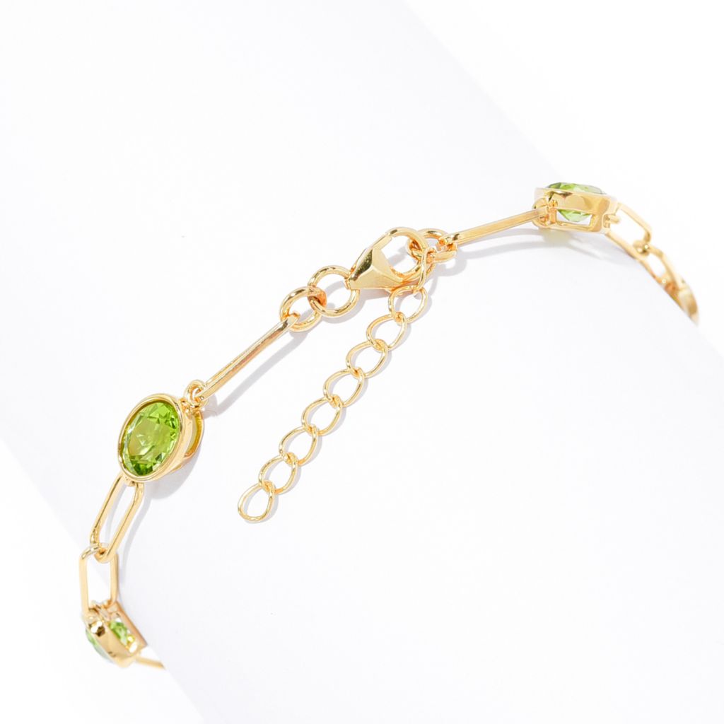 18K Gold Plated 7x5mm Oval Arizona Peridot Choice of Size Paperclip Bracelet