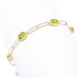18K Gold Plated 7x5mm Oval Arizona Peridot Choice of Size Paperclip Bracelet