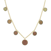 Multi Gemstone Pave Charm Disc 18"+2" Rolo Necklace