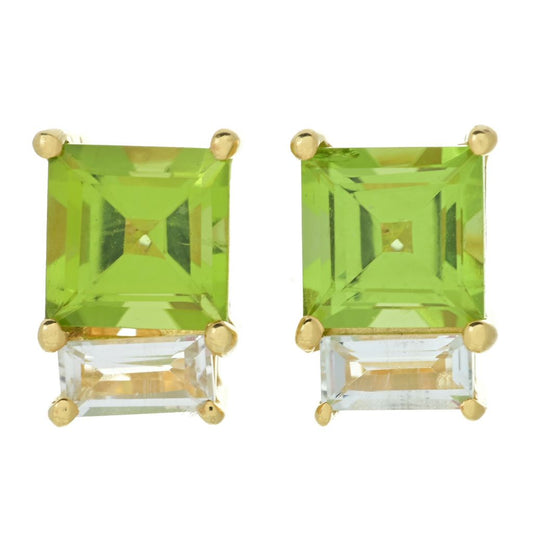 Peridot & White Topaz Stud Earrings