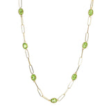 18K Gold Plated 18" Arizona Peridot Paperclip Link Necklace