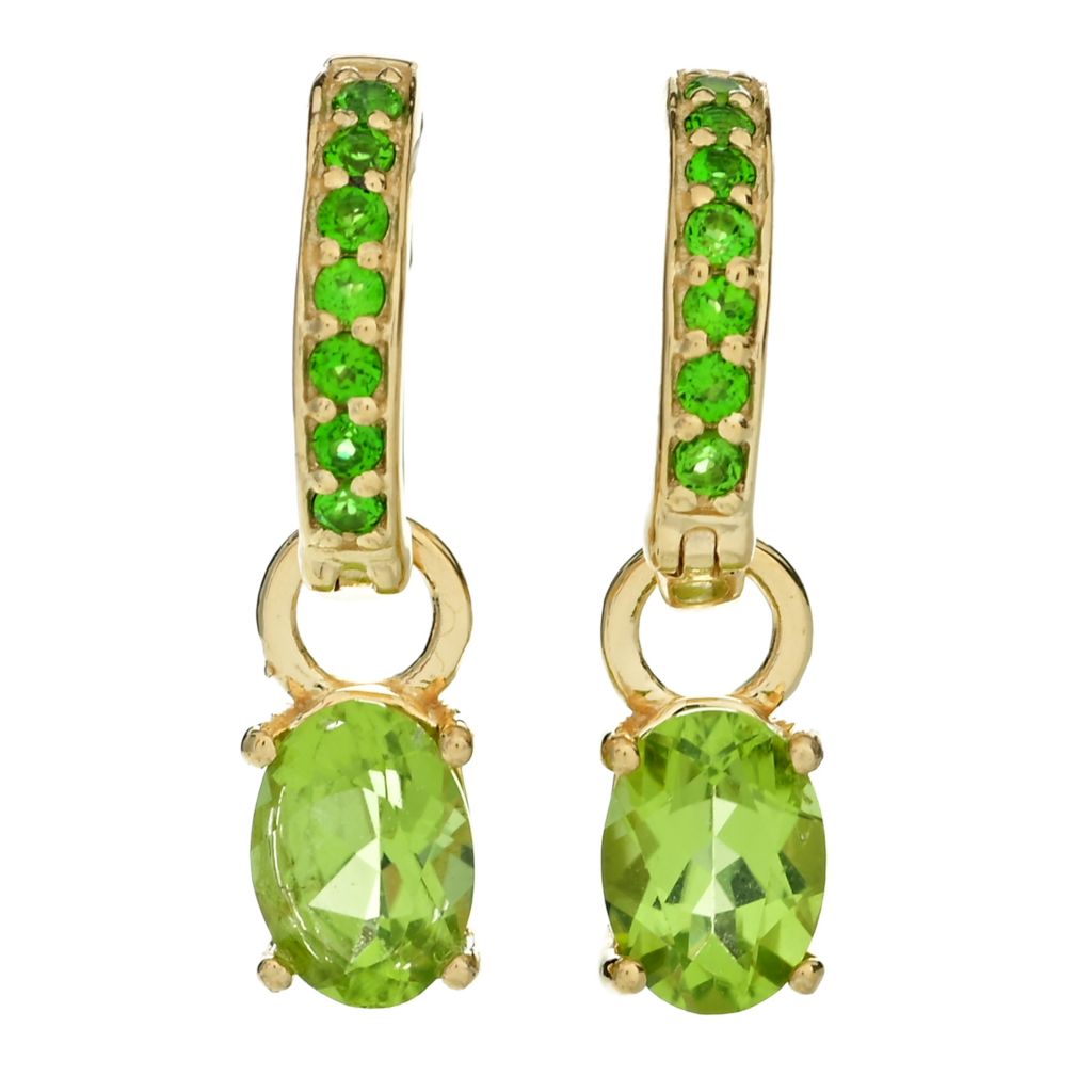 18K Gold Plated 1.82ctw Arizona Peridot & Chrome Diopside Charm Earrings