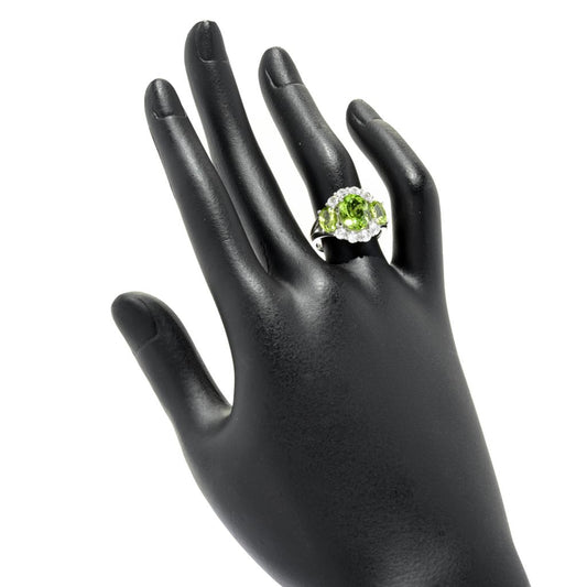 Sterling Silver 5.47ctw Arizona Peridot & White Zircon Ring