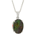 Gem Treasures 14x10mm Ammolite & Multi Gemstone Pendant w/ Chain