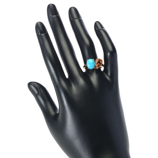 Gem Treasures Sleeping Beauty Turquoise & Madeira Citrine "Toi et Moi" Ring