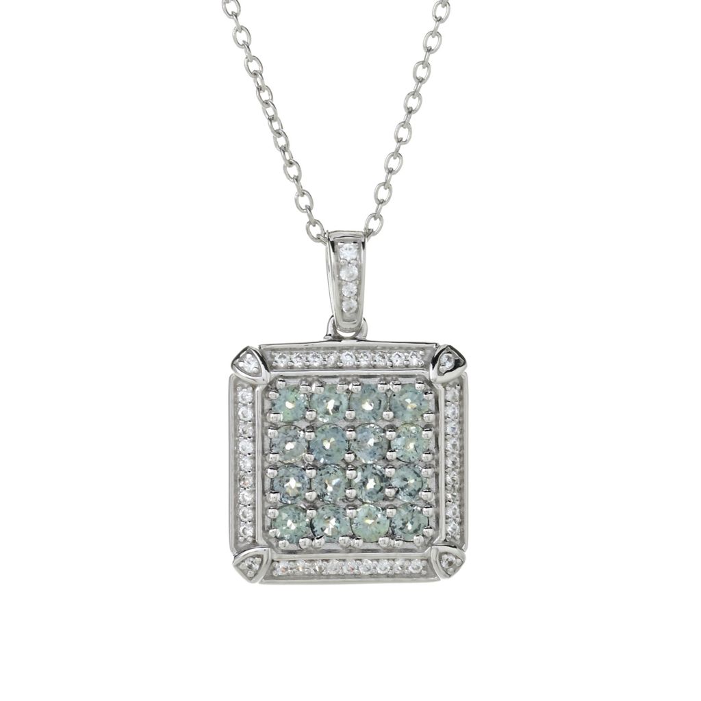Gem Treasures 1.35ctw Montana Green Sapphire & White Zircon Pendant