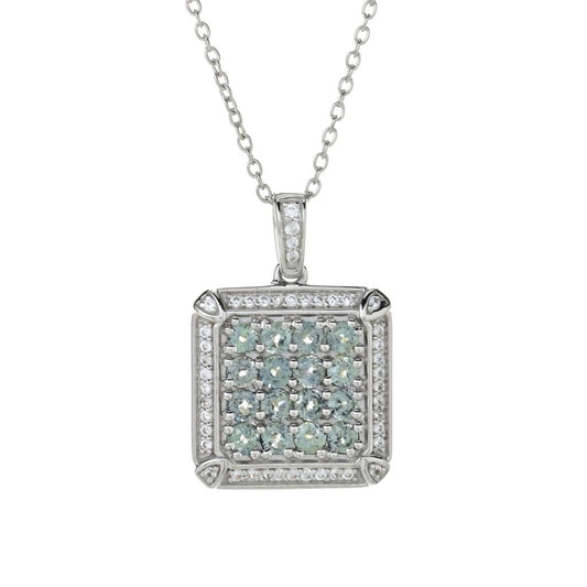Gem Treasures 1.35ctw Montana Green Sapphire & White Zircon Pendant