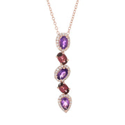 Gem Treasures Choice of Ombre Gem & White Zircon Linear Pendant