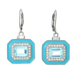 Platinum Plated 7.01ctw Sky Blue Topaz & White Zircon Drop Earrings