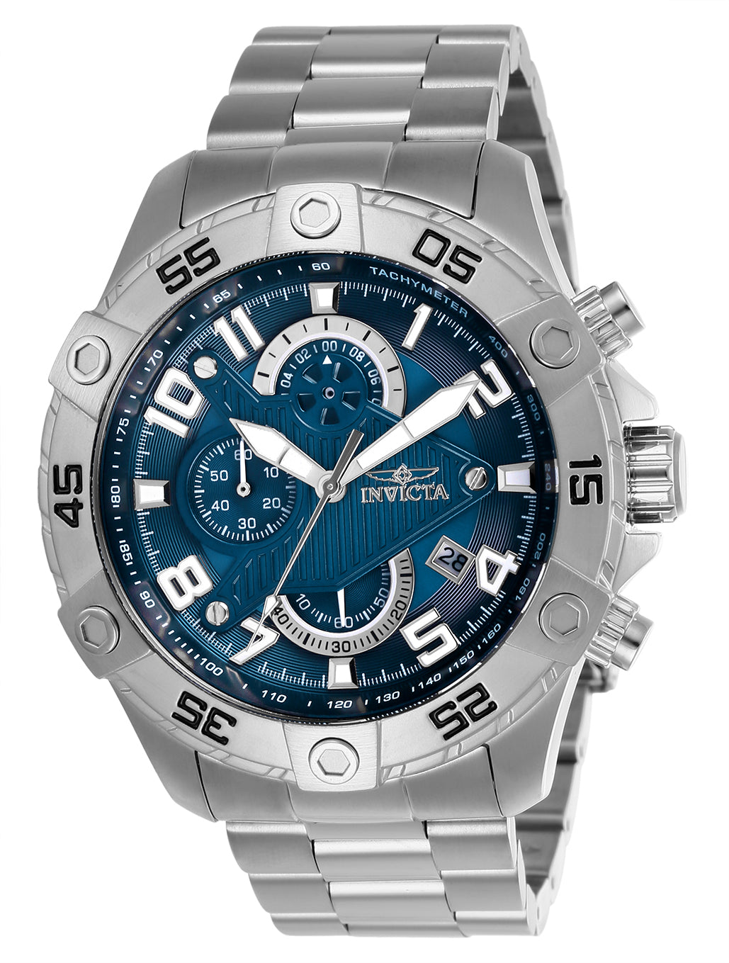Invicta Men's 48mm S1 Rally Scuba Quartz Chronograph Blue Dial Silvertone Bracelet Watch