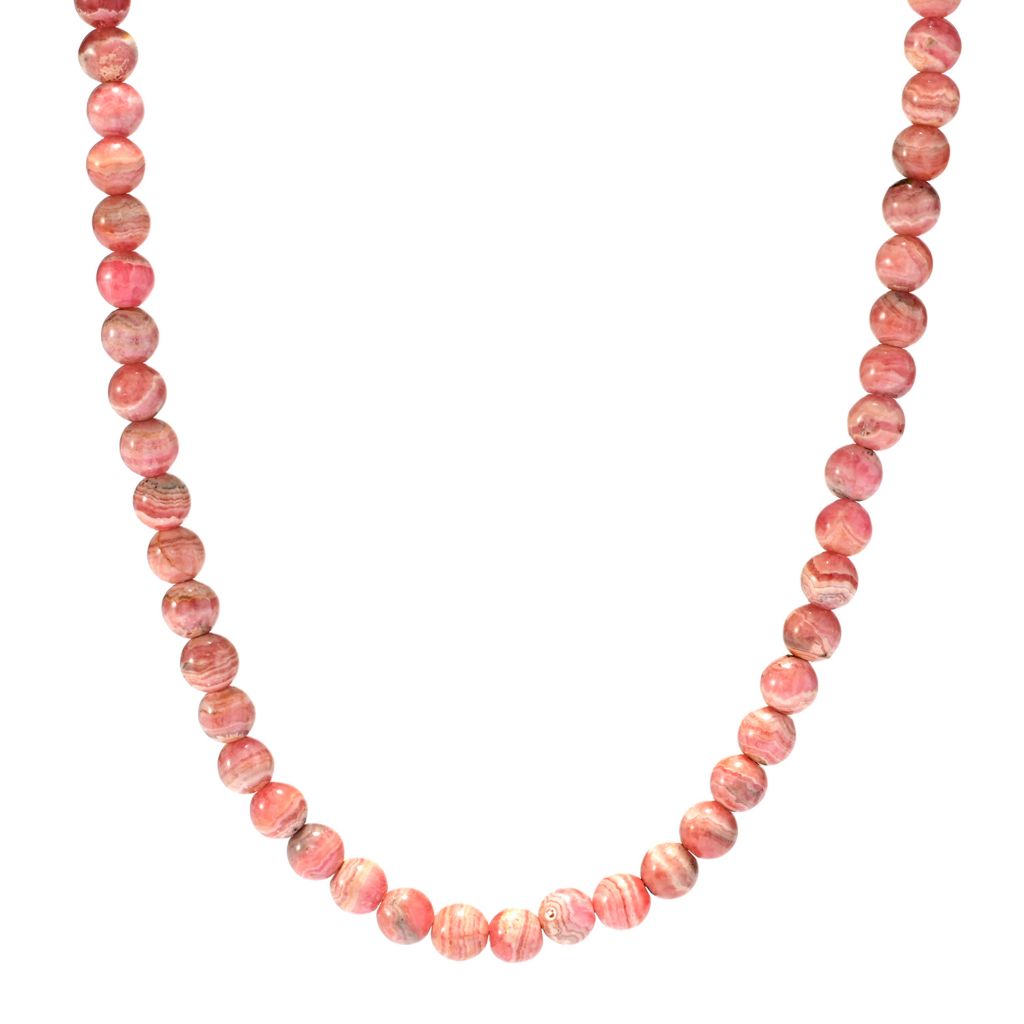 Southwest Elements Sterling Silver 8mm Rhodochrosite Bead 18" Necklace