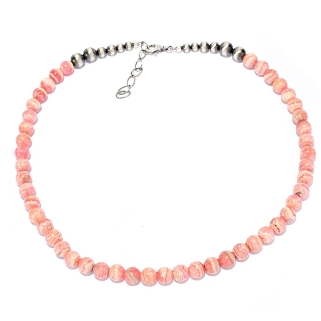 Southwest Elements Sterling Silver 8mm Rhodochrosite Bead 18" Necklace