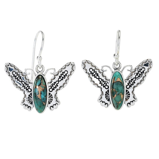Southwest Elements Mohave Turquoise Butterfly Drop Earrings