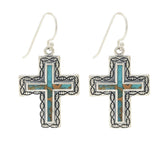 Southwest Elements Blue Mohave Turquoise Cross Dangle Earrings