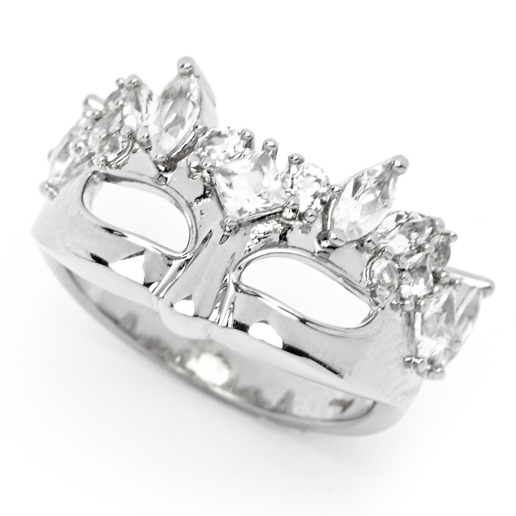 Toscana Italiana 18K Gold Plated 1.71ctw White Topaz Venetian Mask Ring