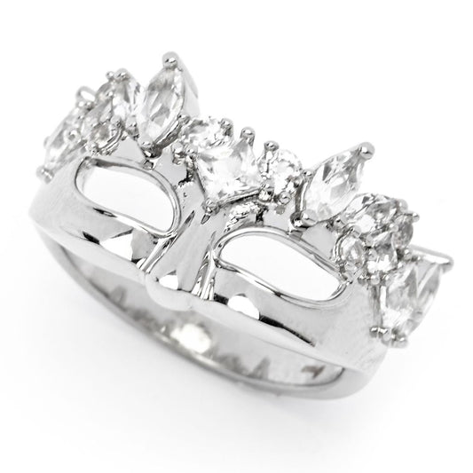 Toscana Italiana 18K Gold Plated 1.71ctw White Topaz Venetian Mask Ring
