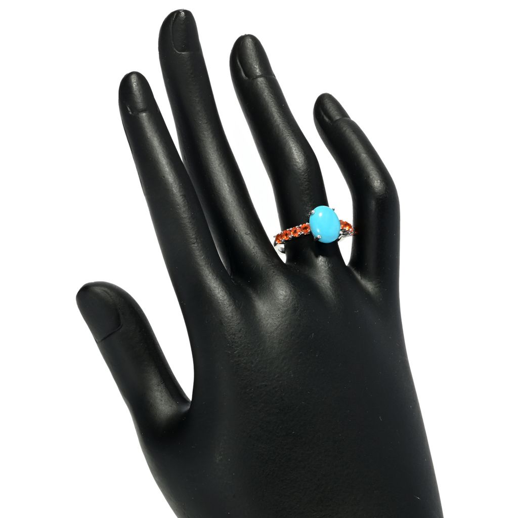 Gem Treasures Sleeping Beauty Turquoise & Rhodolite Garnet Halo Ring