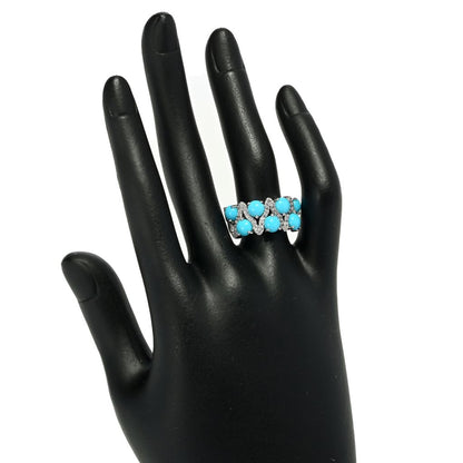 Gem Treasures Sterling Silver Sleeping Beauty Turquoise & Zircon Ring